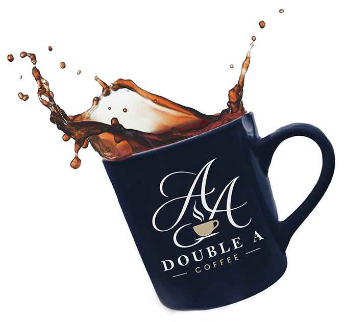 Double A Coffee Logo on a cup of coffee